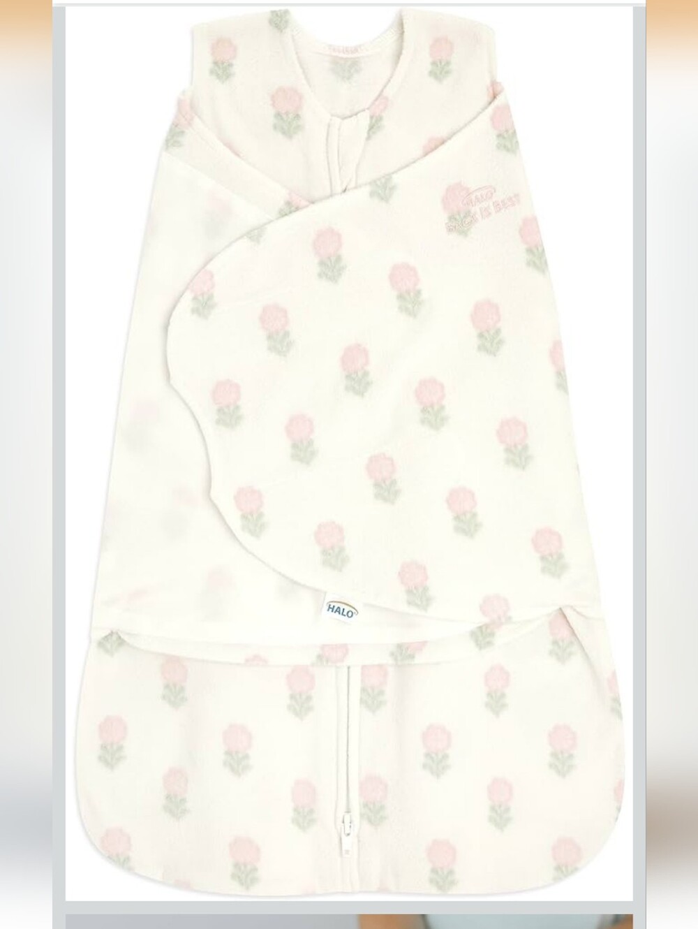 Halo Baby Swaddle Sleep Sack in Cream with Pink Rose Print